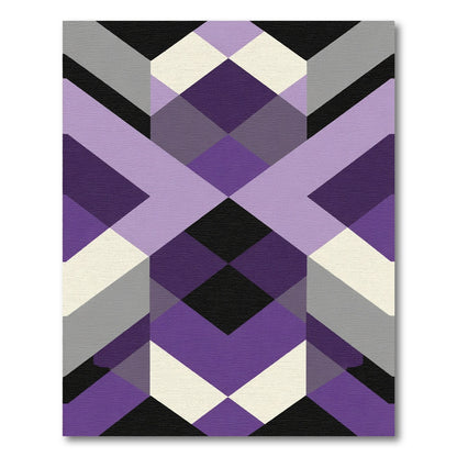 Geometric Purple Black White Gray Shapes Rug