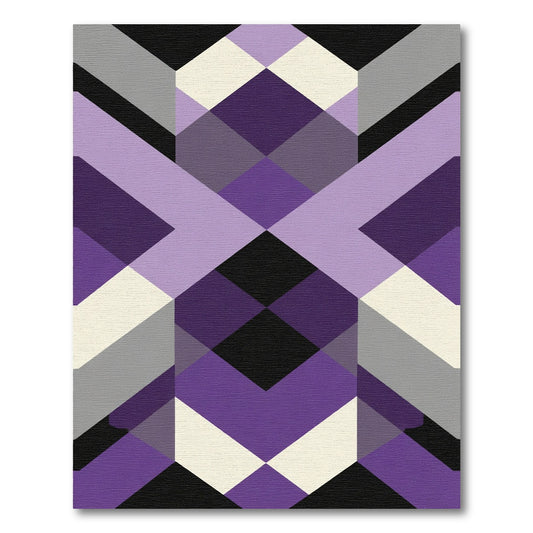 Geometric Purple Black White Gray Shapes Rug