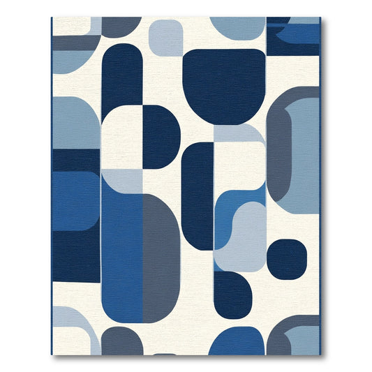 Modern Indigo Rounded Rectangle Cascade Rug