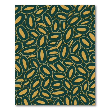 Deep Teal Gold Organic Shapes Rug