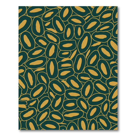 Deep Teal Gold Organic Shapes Rug
