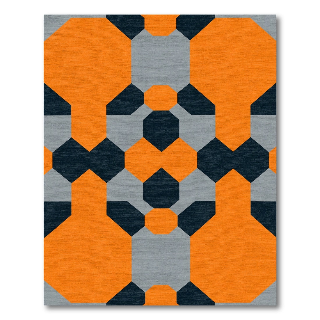 Bright Orange Gray Hexagon Harmony Rug