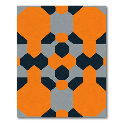 Bright Orange Gray Hexagon Harmony Rug