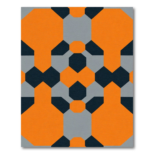 Bright Orange Gray Hexagon Harmony Rug