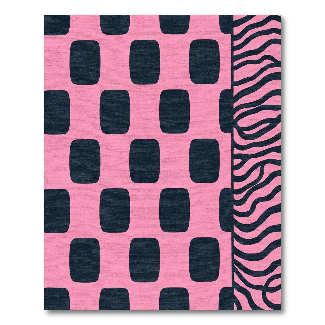 Pink Navy Checked Zebra Stripe Rug