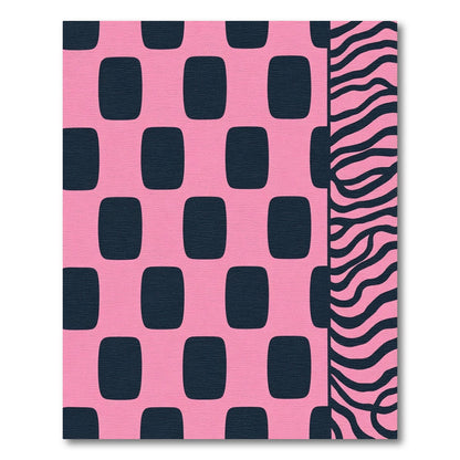 Pink Navy Checked Zebra Stripe Rug