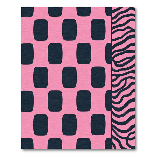 Pink Navy Checked Zebra Stripe Rug