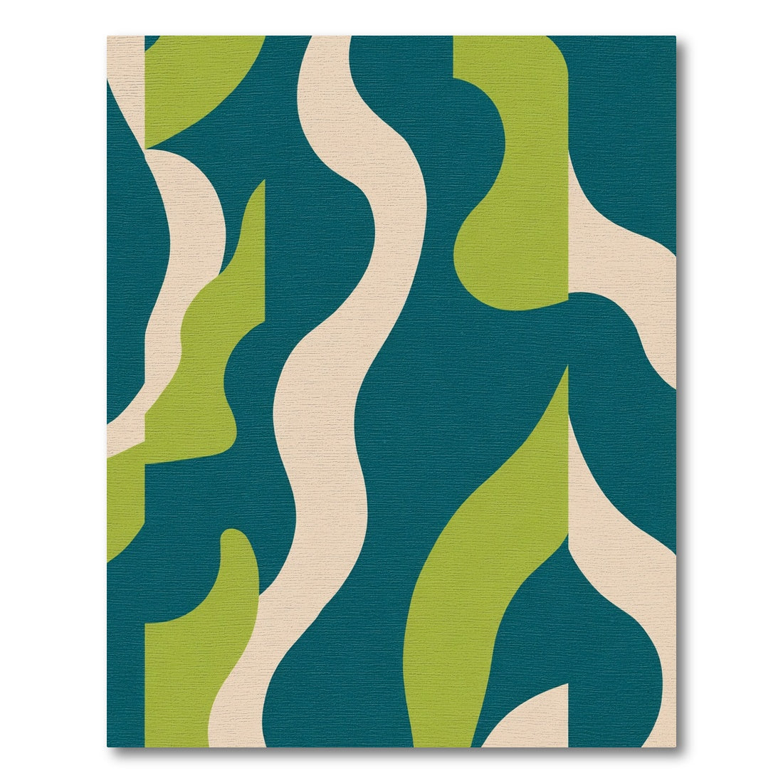 Teal Cream Lime Organic Shapes Rug