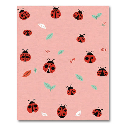 Cute Red Ladybugs Across Soft Pink Rug