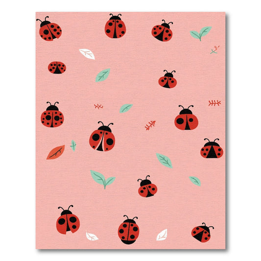 Cute Red Ladybugs Across Soft Pink Rug