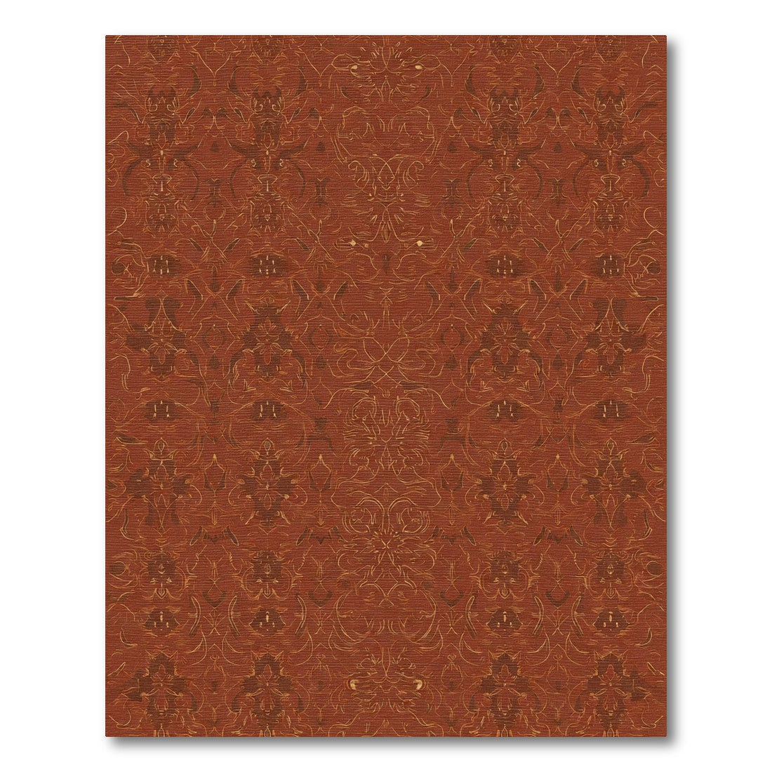 Ornate Amber Floral Damask Rug