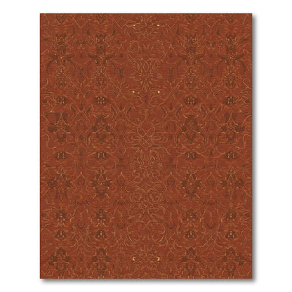 Ornate Amber Floral Damask Rug