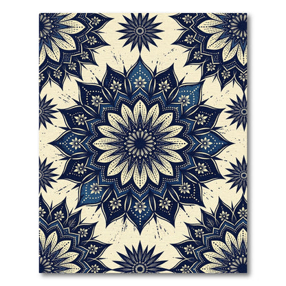 Deep Blue Floral Mandala Harmony Rug