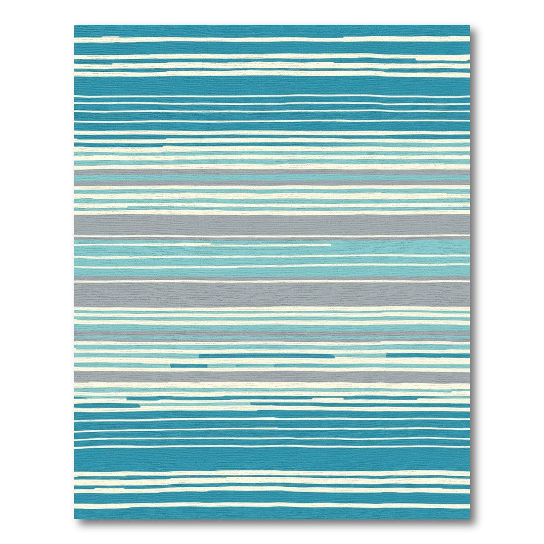 Coastal Blue Ivory Gray Stripe Rug