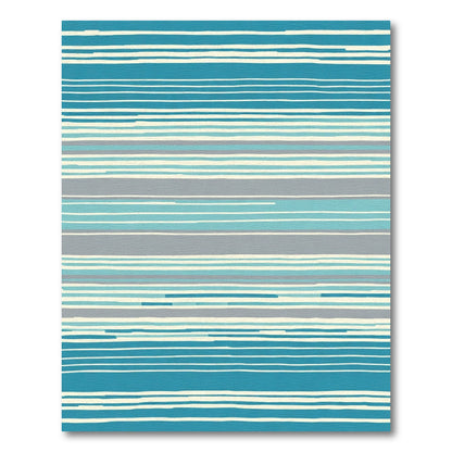 Coastal Blue Ivory Gray Stripe Rug