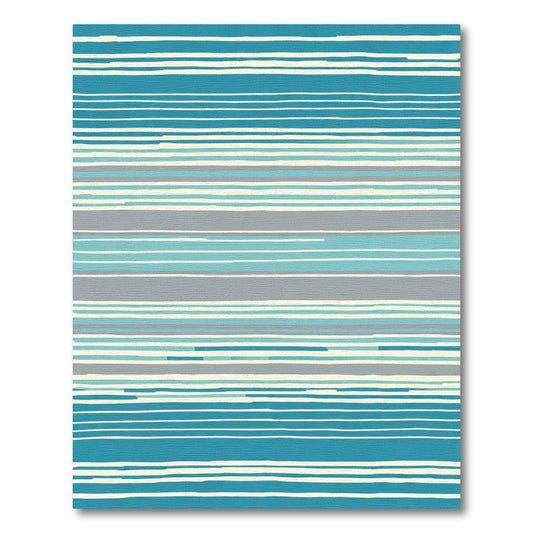 Coastal Blue Ivory Gray Stripe Rug