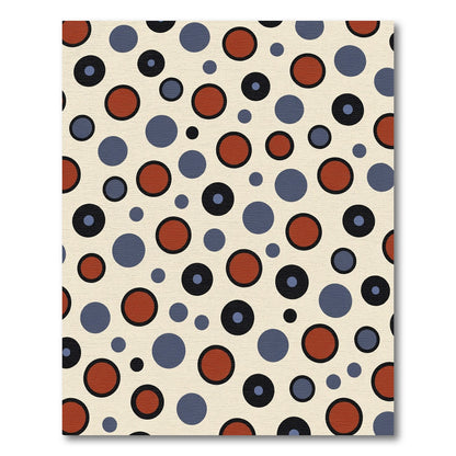 Retro Brown Blue Black Polka Dot Rug