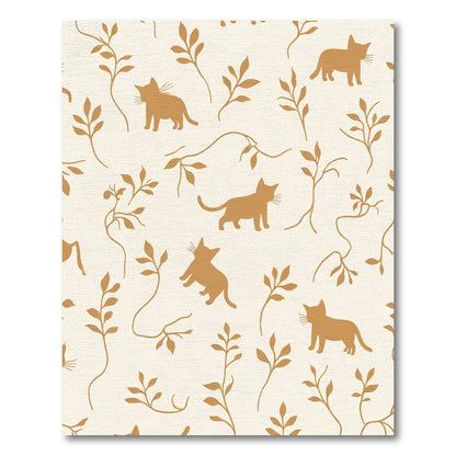 Golden Cat Vine Silhouette Rug