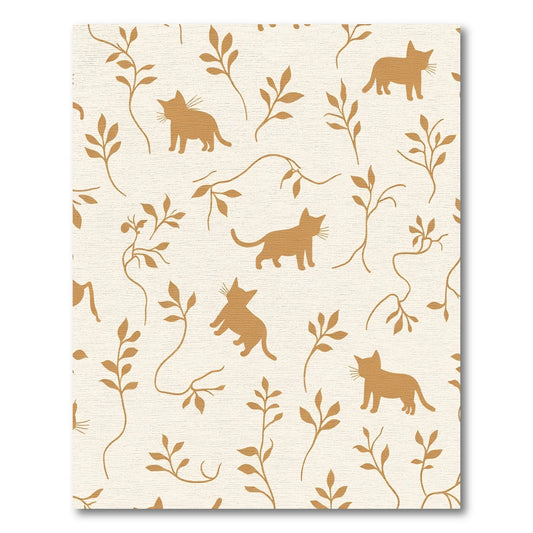 Golden Cat Vine Silhouette Rug