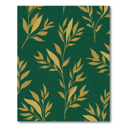Emerald Gold Botanical Branch Pattern Rug