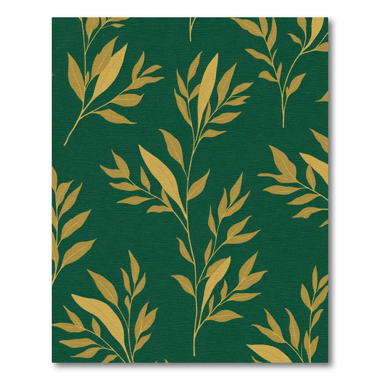 Emerald Gold Botanical Branch Pattern Rug
