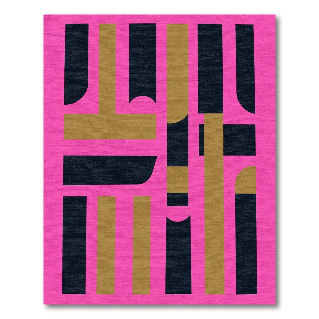 Bright Pink Abstract Geometric Composition Rug