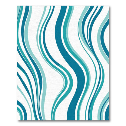 Aqua Teal Abstract Wave Lines Rug