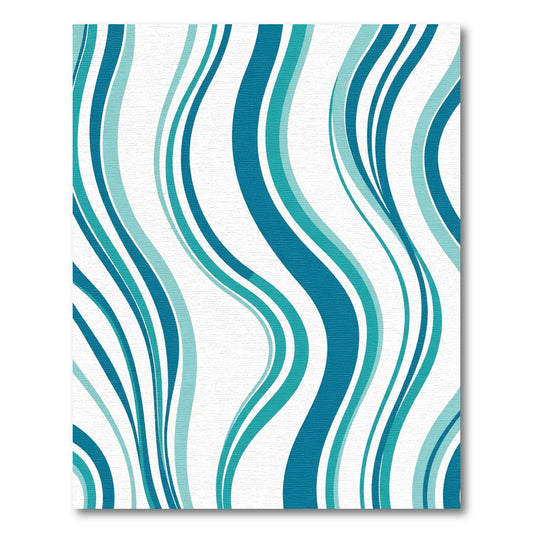 Aqua Teal Abstract Wave Lines Rug