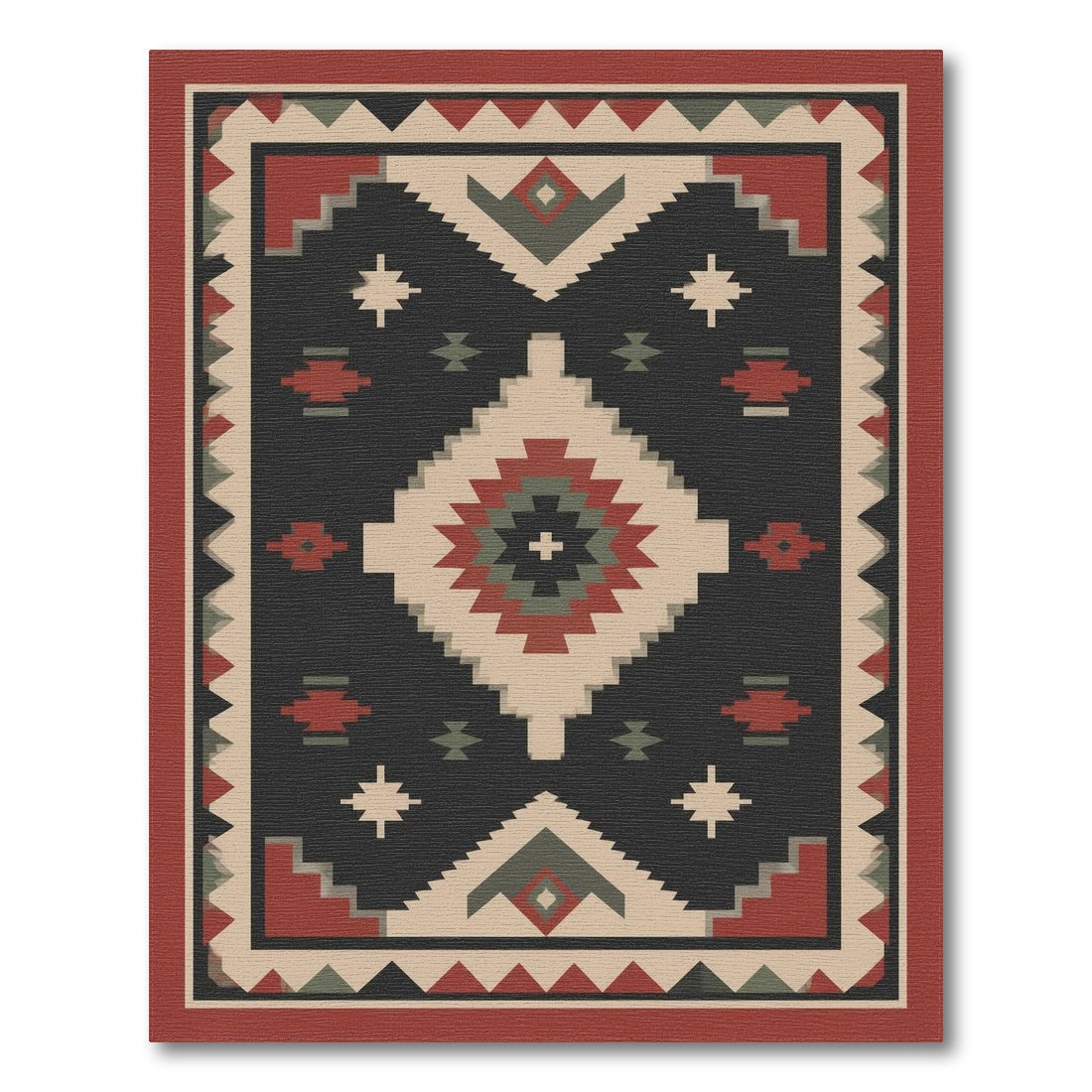Southwestern Geometric Area Rug in Red and Black