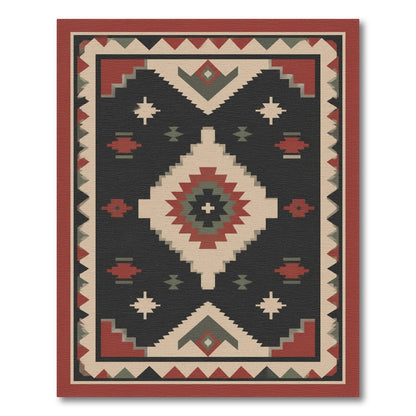 Southwestern Geometric Area Rug in Red and Black