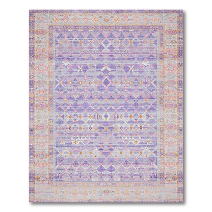 Purple Geometric Distressed Vintage Area Rug
