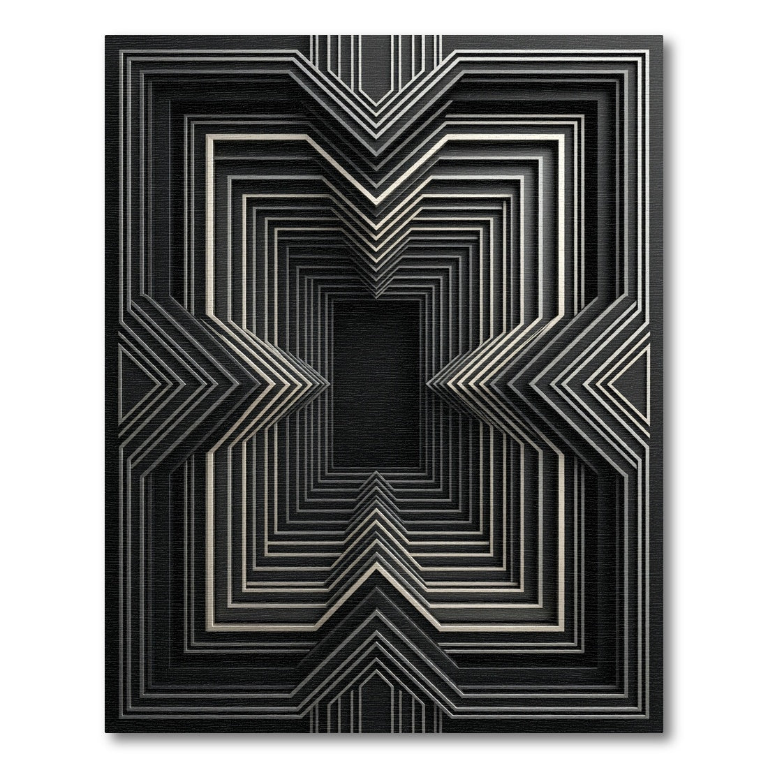 Modern Black Silver Geometric Tunnel Rug