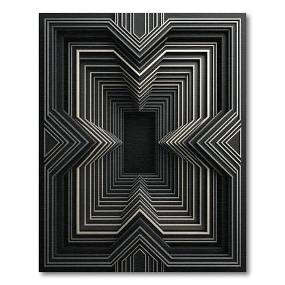 Modern Black Silver Geometric Tunnel Rug