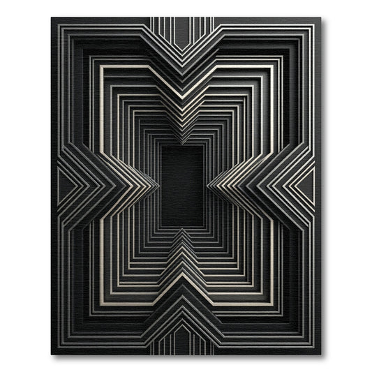 Modern Black Silver Geometric Tunnel Rug