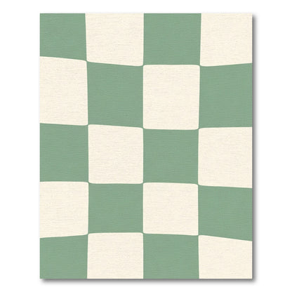 Sage Cream Checkered Grid Rug