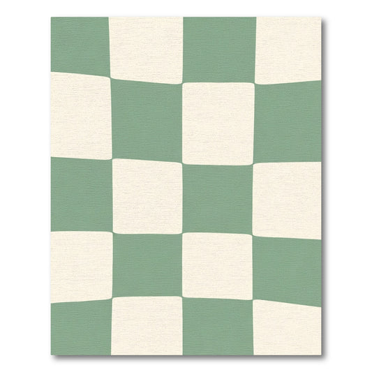 Sage Cream Checkered Grid Rug