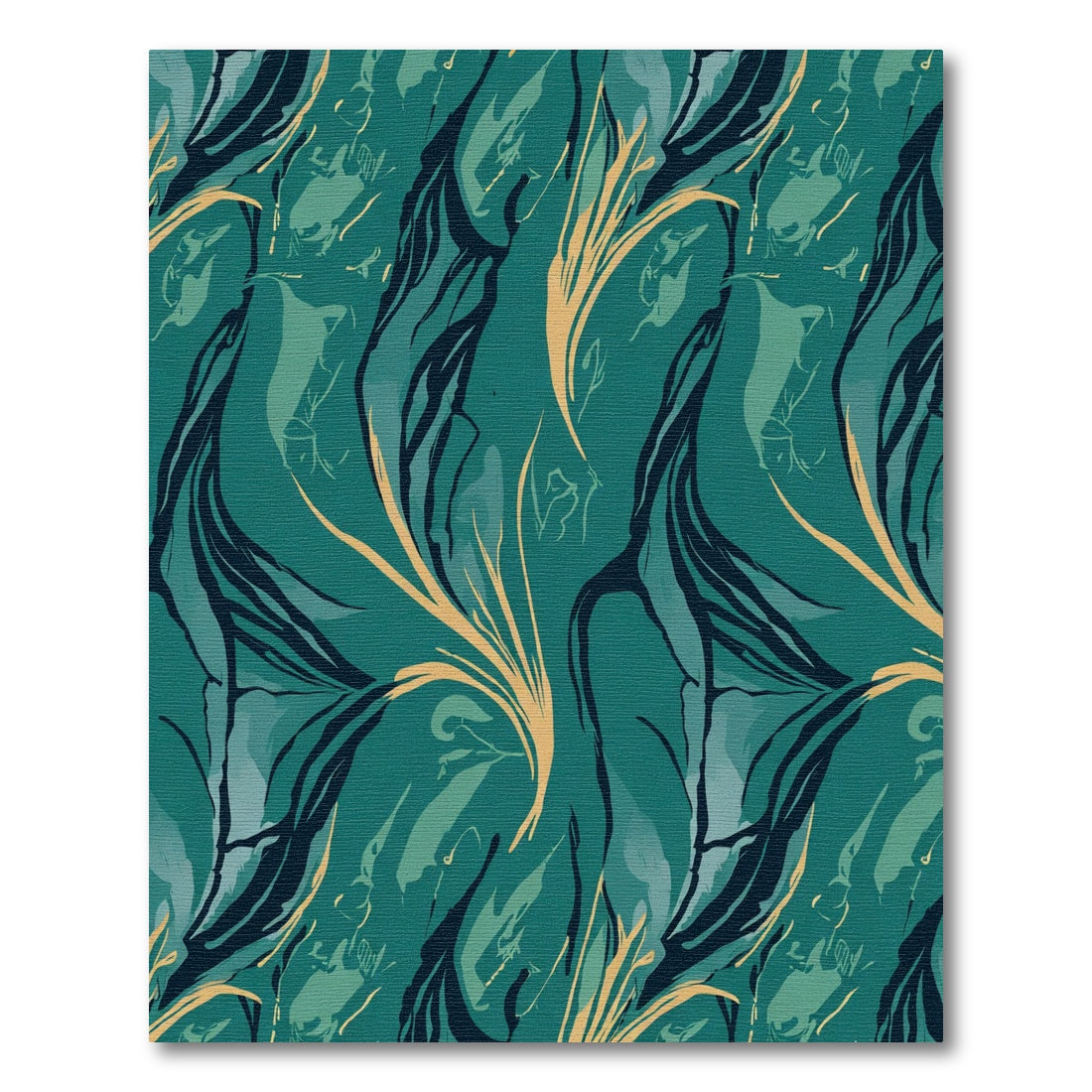 Teal And Gold Abstract Swirls Rug