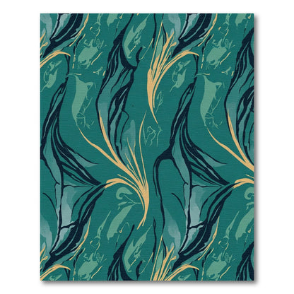 Teal And Gold Abstract Swirls Rug