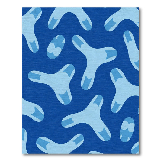 Abstract Blue Y Shape Composition Rug