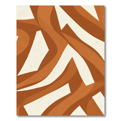 Terracotta Abstract Wavy Intertwined Lines Rug