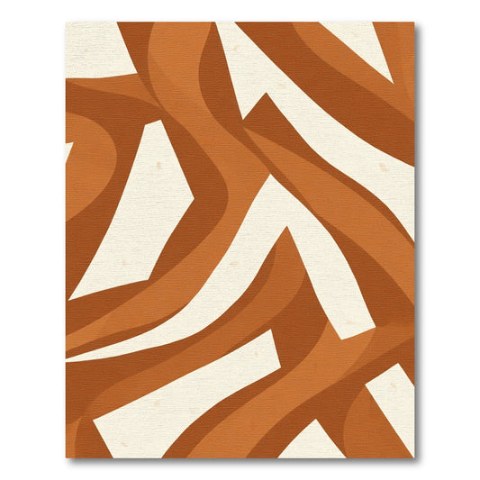 Terracotta Abstract Wavy Intertwined Lines Rug