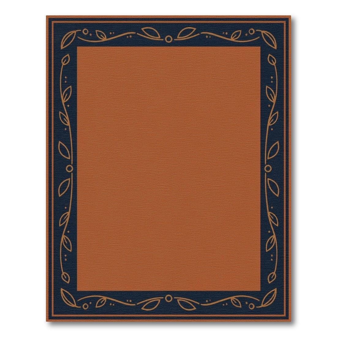 Orange Floral Leaf Border Area Rug
