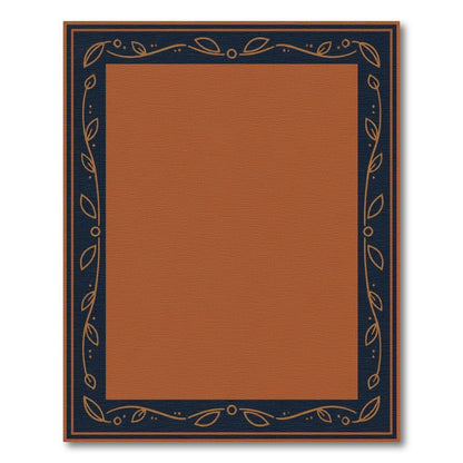 Orange Floral Leaf Border Area Rug