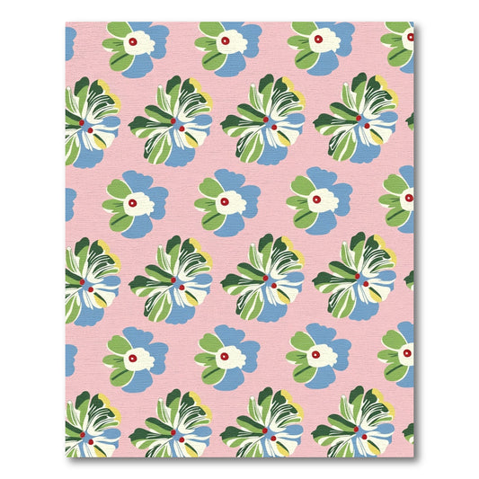 Whimsical Floral Illustration Pink Background Rug