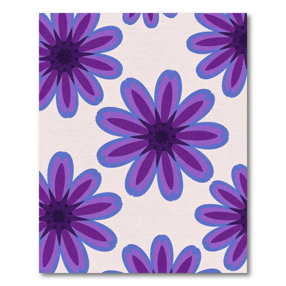 Purple Blue Layered Floral Bloom Rug