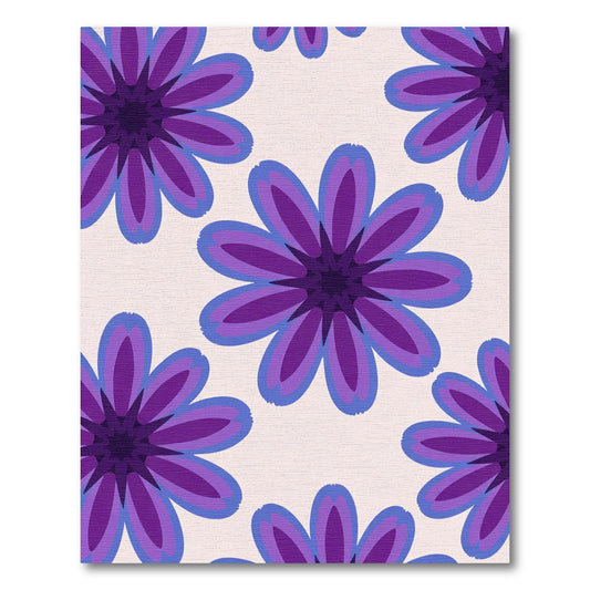 Purple Blue Layered Floral Bloom Rug