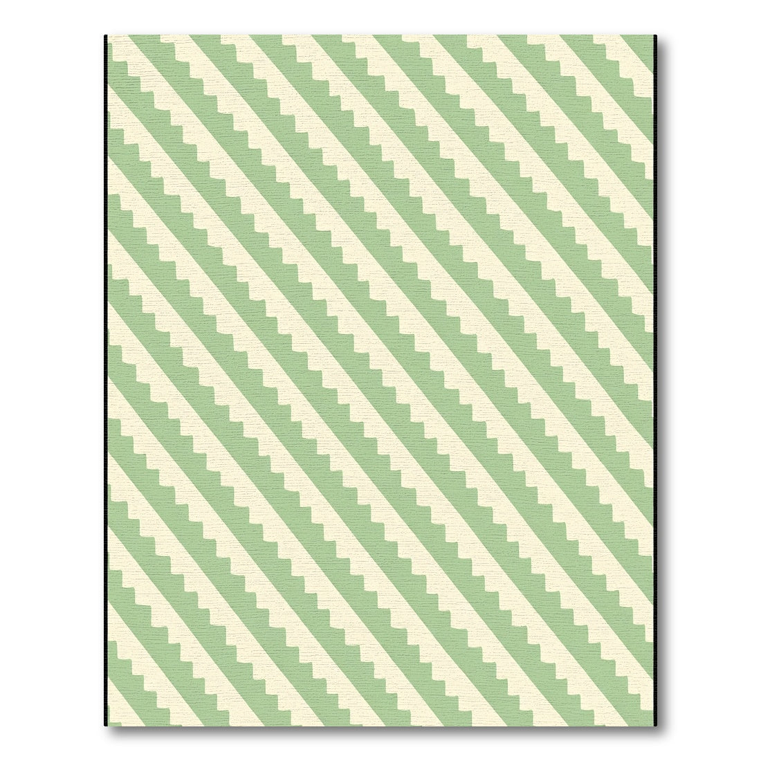 Sage Green Striped Wavy Lines Rug