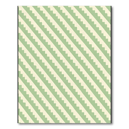 Sage Green Striped Wavy Lines Rug