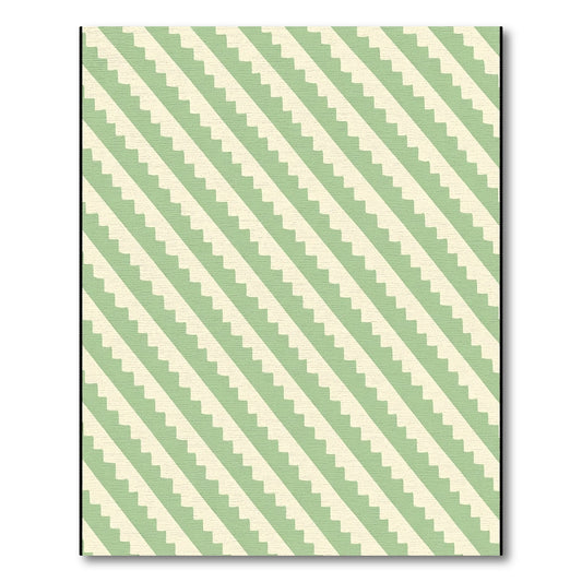 Sage Green Striped Wavy Lines Rug
