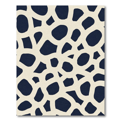 Cream Navy Irregular Organic Shapes Rug